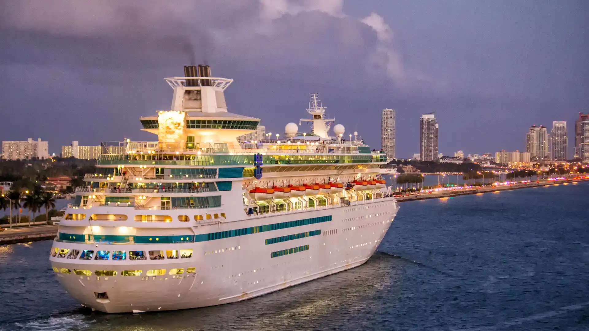cruise ship navigating the waters of miami