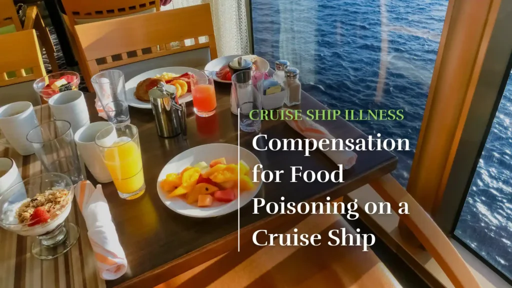 breakfast set with overlooking the ocean through a window on a cruise ship